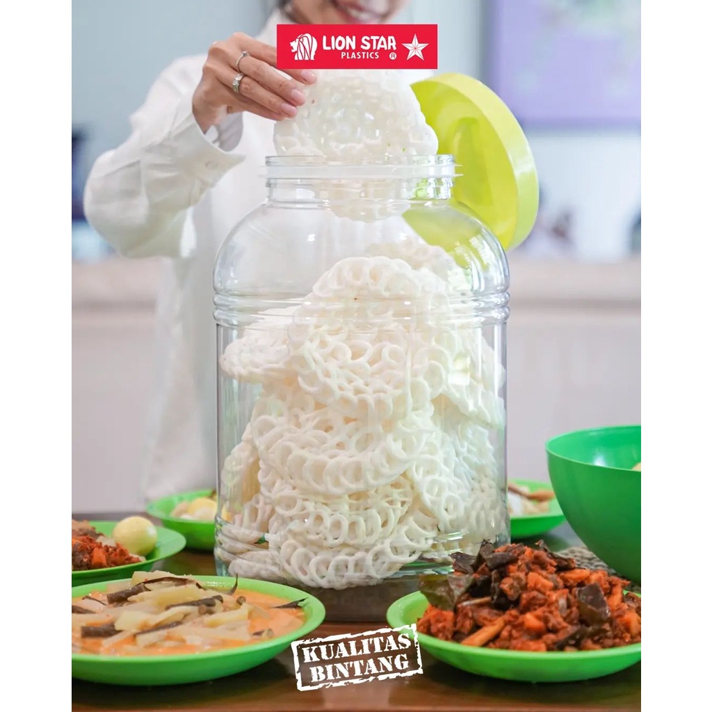 Toples Plastik/ Toples Lock Hugo Round Jar 15LIter PP-42 Tempat Kerupuk/ Tempat Beras/ Tempat Tepung