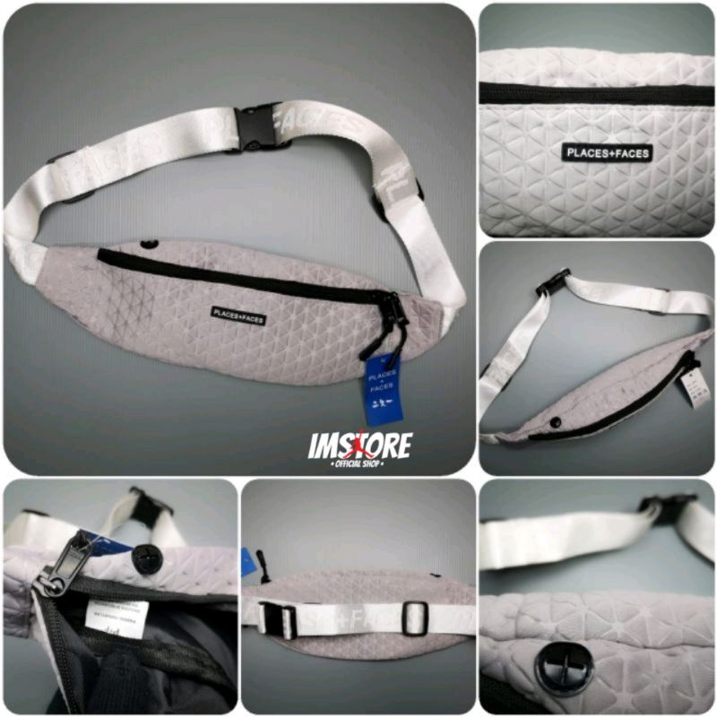 Places + Faces Waist Bag Slim Black and Light Grey