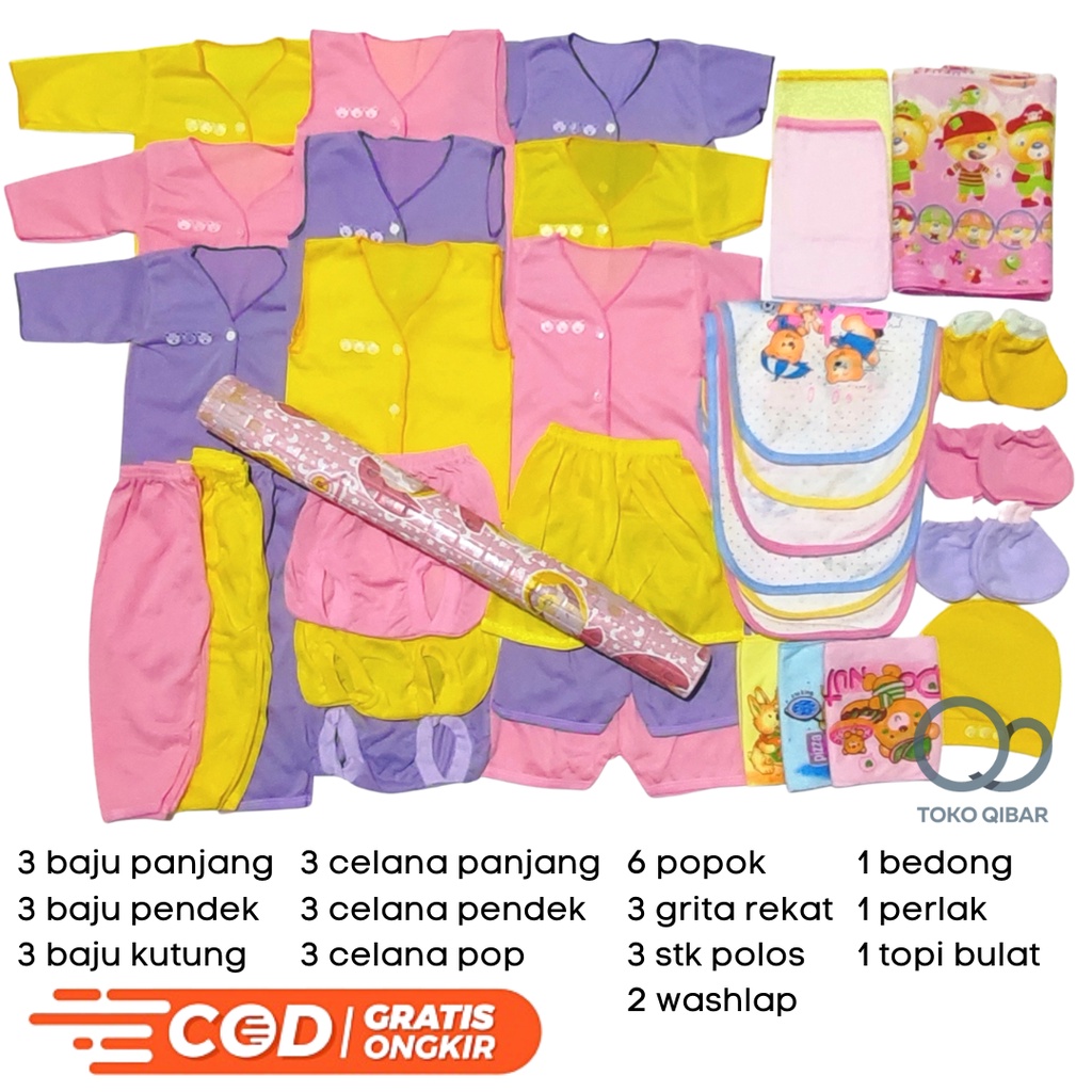 Paket Baju Bayi Baru Lahir LENGKAP 35 Pcs Bedong dan Perlak Paket Lahiran Komplit Murah Set Kado Hadiah Baju Baby Newborn Hemat