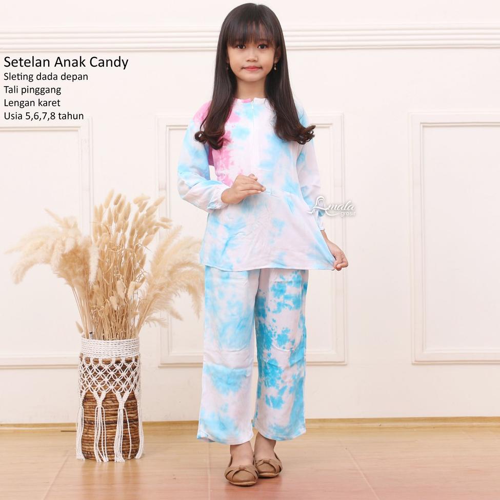 ME.18Oc22c ‑  Setelan Anak Tie Dye Lengan Panjang Sleting / One Set Tie Dye Anak Umur 5-8 th