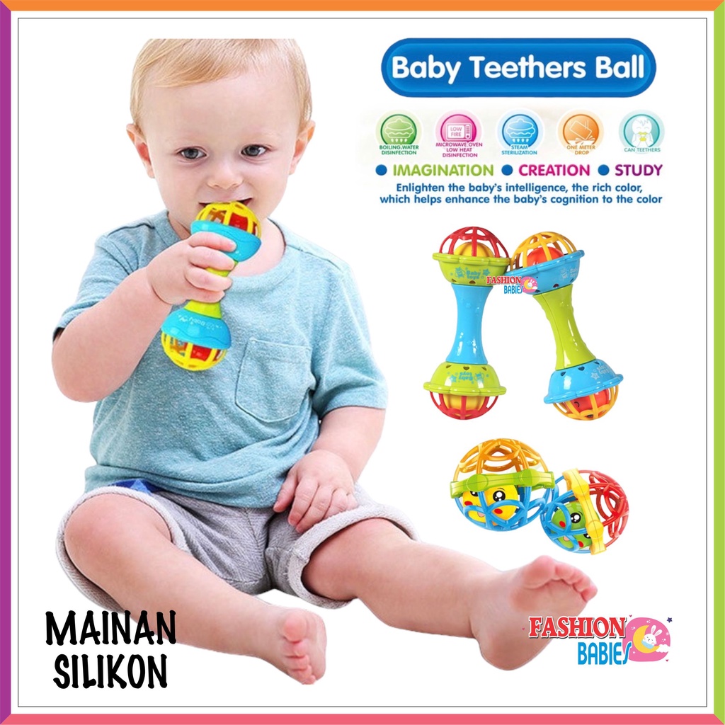 ❤ Fashionbabies ❤ MAINAN BAYI EDUKASI KERINCINGAN ATAU BABY TEETHER RATTLE STICK GIGITAN BAYI BPA FREE