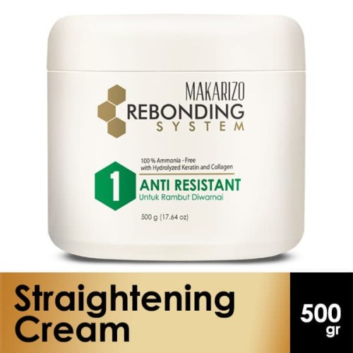 Makarizo Professional Rebonding System Straightening Cream Super Gold Gold Edition Anti Resistant Pot 500 mL