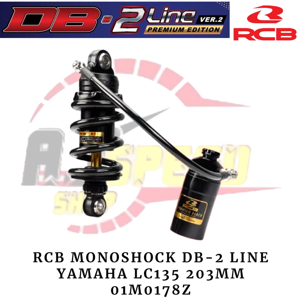 Racing Boy RCB Shock Tabung Mono DB-2 Line Series 203MM Black Gold 01M0178Z / RCB Mono Shock Yamaha 
