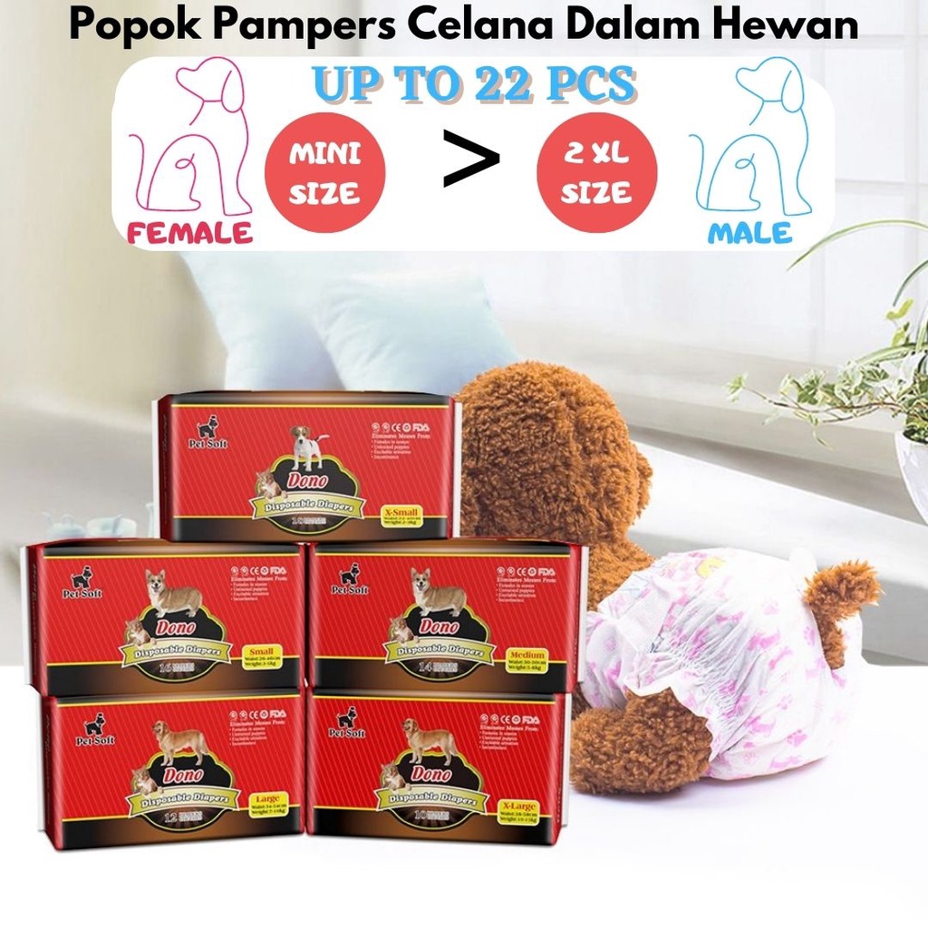 Popok Hewan Jantan Betina /  Pampers Anjing / Pampers Kucing /  Popok Kucing / Popok Celana Dalam Diapers Loop Mens