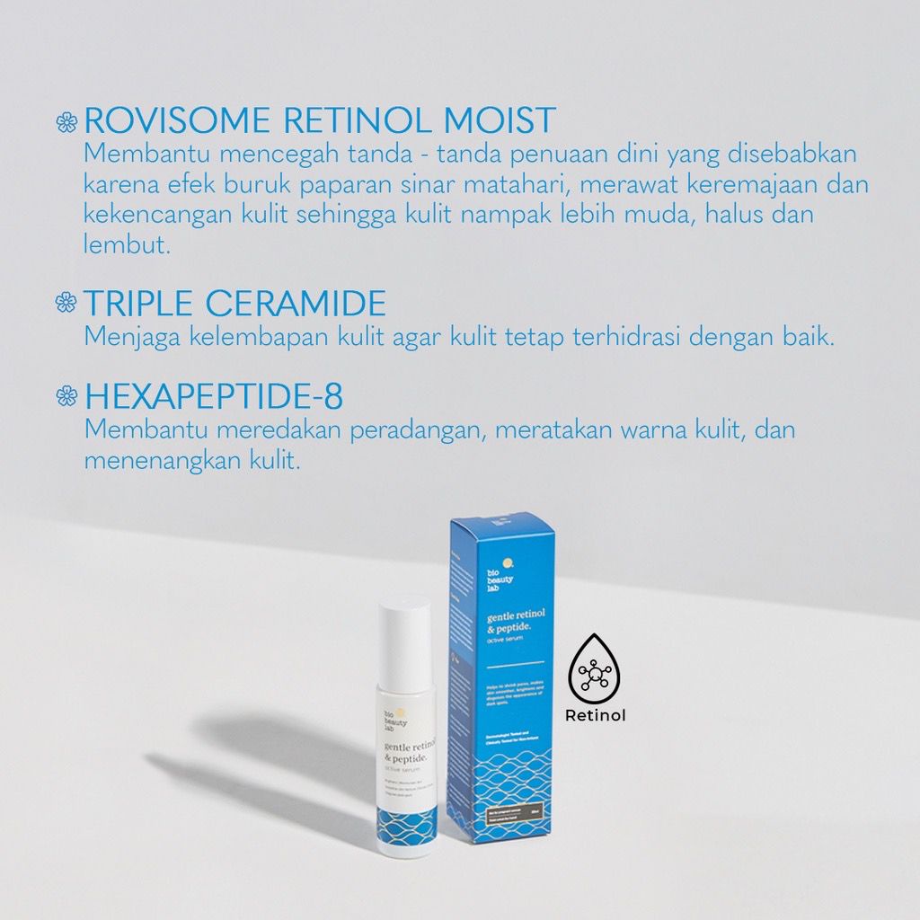 BPOM Bio Beauty Lab Gentle Retinol &amp; Peptide 15ml 30ml Anti Aging Serum Mengencangkan Wajah Muka Keriput Kerut Kerutan