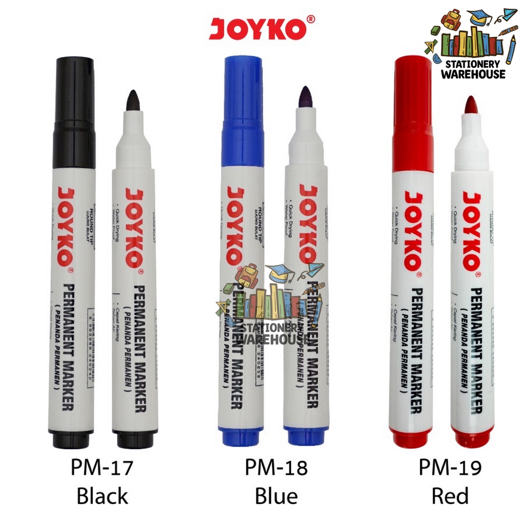 

Permanent Marker / Spidol Permanen Joyko PM-17 PM-18 PM-19/ Round Tip HITAM BIRU MERAH