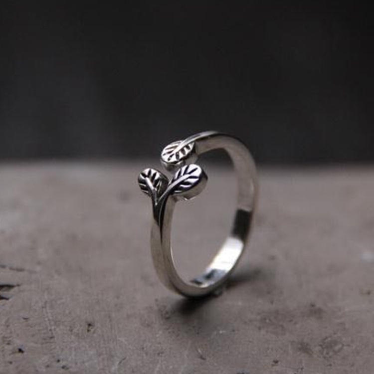 Cincin Model Terbuka Bentuk Daun Untuk Pelajar