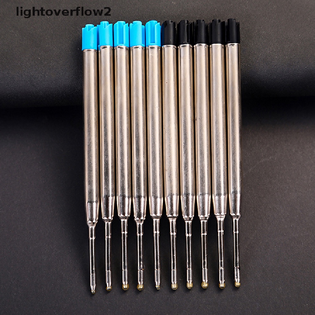 (lightoverflow2) 10pcs / Set Bolpoin 0.5mm G2 Bahan Metal Warna Biru / Hitam Untuk Stationery Sekolah / Kantor