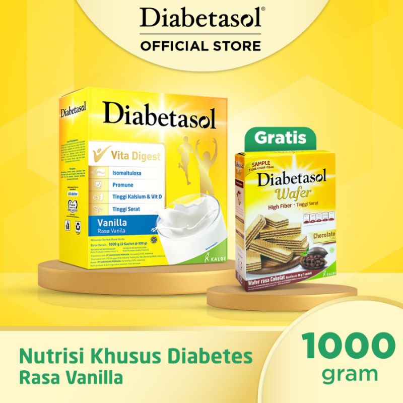 Diabetasol 950gr vanila dan coklat[free wafer, tidak berlaku kelipatan]