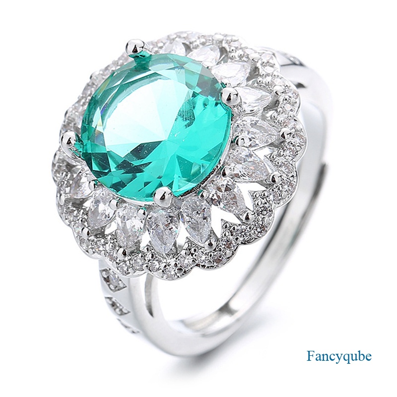 Fancyqube Cincin Sapphire Silver Gaya Vintage Untuk Wanita