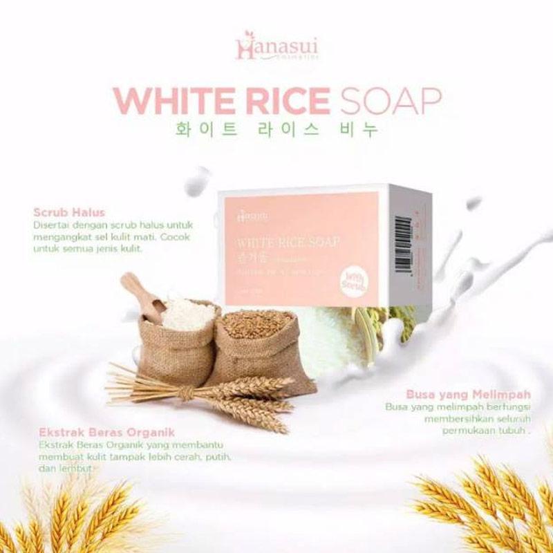 Hanasui Rice Soap Sabun Beras Hanasui Pencerah Kulit Wajah Dan Badan Pembersih Jerawat Komedo Dan Beruntusan Ori BPOM 2