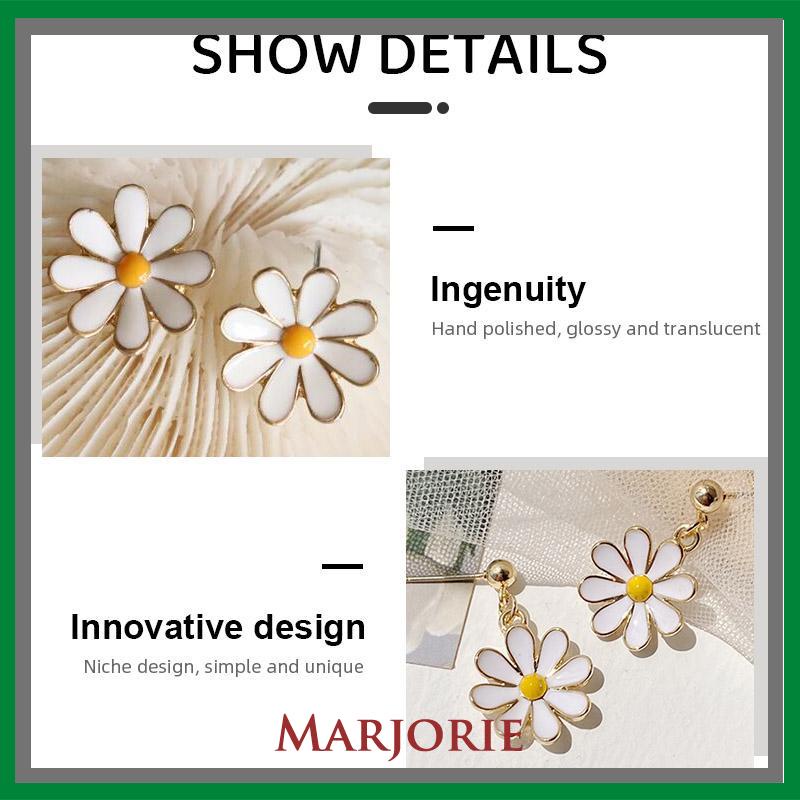 925 Silver Daisy Earrings Fashion Anting Pejantan Bunga Matahari Manis Segar-MJD