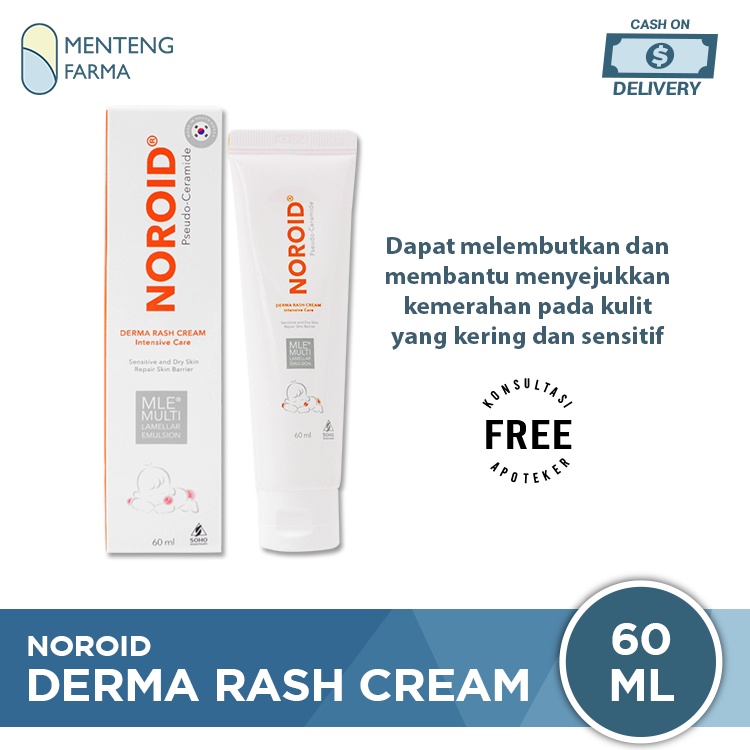 Noroid Derma Rash Cream 60 mL - Pelembab Kulit Bayi Dermatitis Atopik, Kulit Kering, dan Sensitif