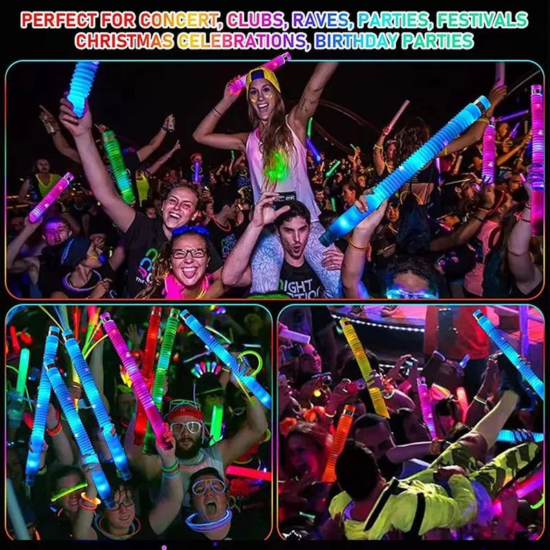 Mainan anak POP PIPES SELANG LAMPU LED warna warni  POP TUBES (1pcs)