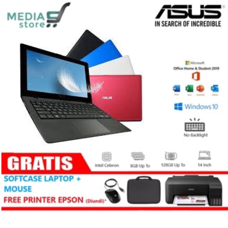 Laptop Notebook Asus X200/RAM 2GB/HDD 500GB UP TO SSD/11.6"/Celeron/Free Mouse Dan Tas/Leptop Murah 