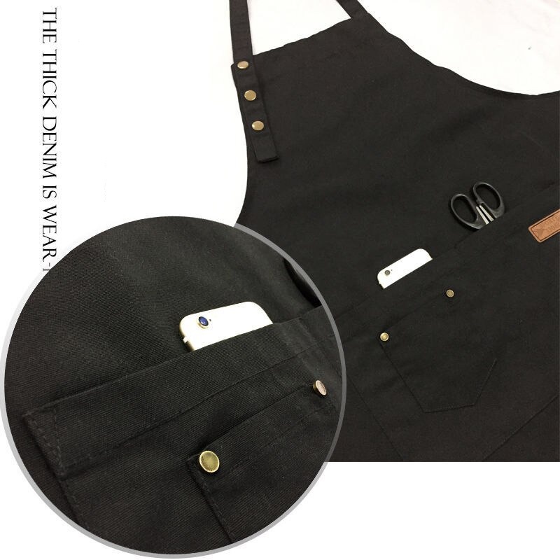 Apron Celemek Barista Korean Style Pria Wanita Celemek Dapur Masak Bahan Canvas