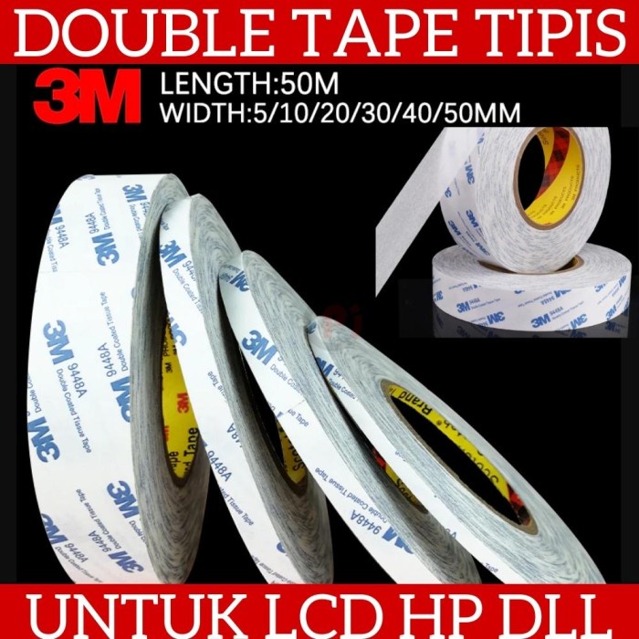 ORIGINAL 3M Double Tape Tipis Tisu 0.15mm LCD HP DLL Panjang 50 Meter