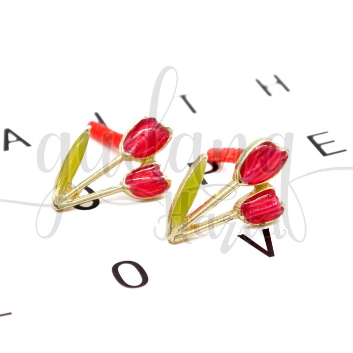 Anting Stud Red Tulip Earrings Motif Bunga Tulip Merah GH 203370