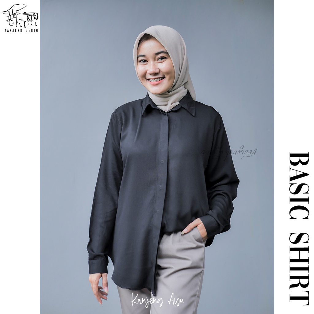Kemeja Wanita Basic Polos Rayon Twill Premium