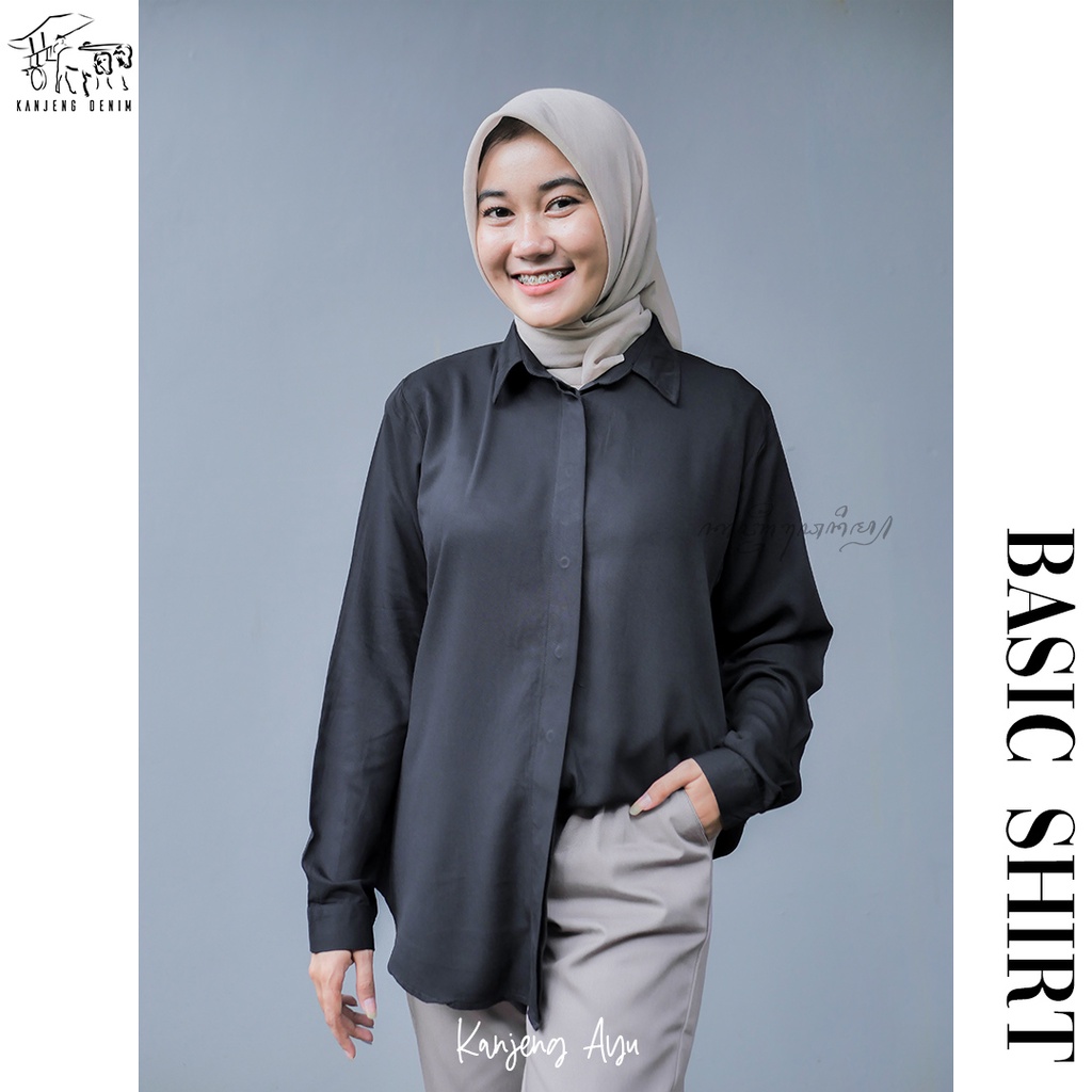 Kemeja Wanita Basic Polos Rayon Twill Premium