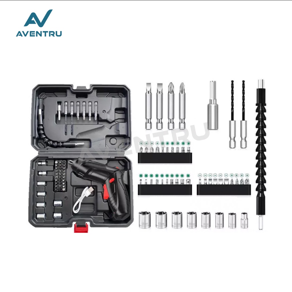 Full Aksesoris Bor Obeng Elektrik Portable Cordless Screwdriver Set