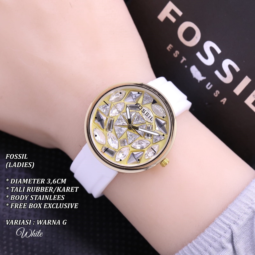 (FREE BOX) JAM TANGAN WANITA F-019 FASHION TALI RUBBER BODY BULAT