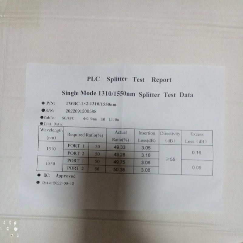 Pasif Splitter 1-2 plc sc upc