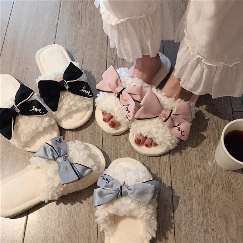 [ LITTLE DAISY ] SANDAL RUMAH RIBBON / PREMIUM COMFY SLIPPER KOREAN / SANDAL RUMAH KAMAR BULU LEMBUT WANITA FASHION / SANDAL HOTEL