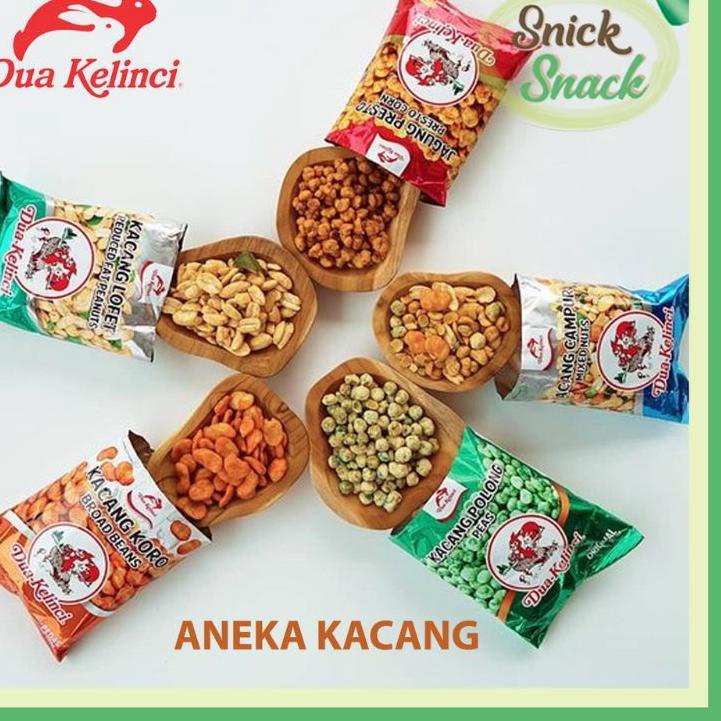 

IDPp6P0--Dua kelinci kacang mix nut / lofet / koro / jagung presto / polong 65 gram