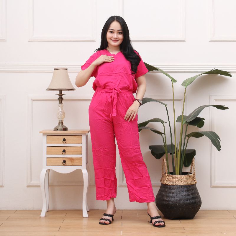 Oneset Camelia tuwill Rayon Setelan Wanita Tangan Pendek Terbaru|Setelan