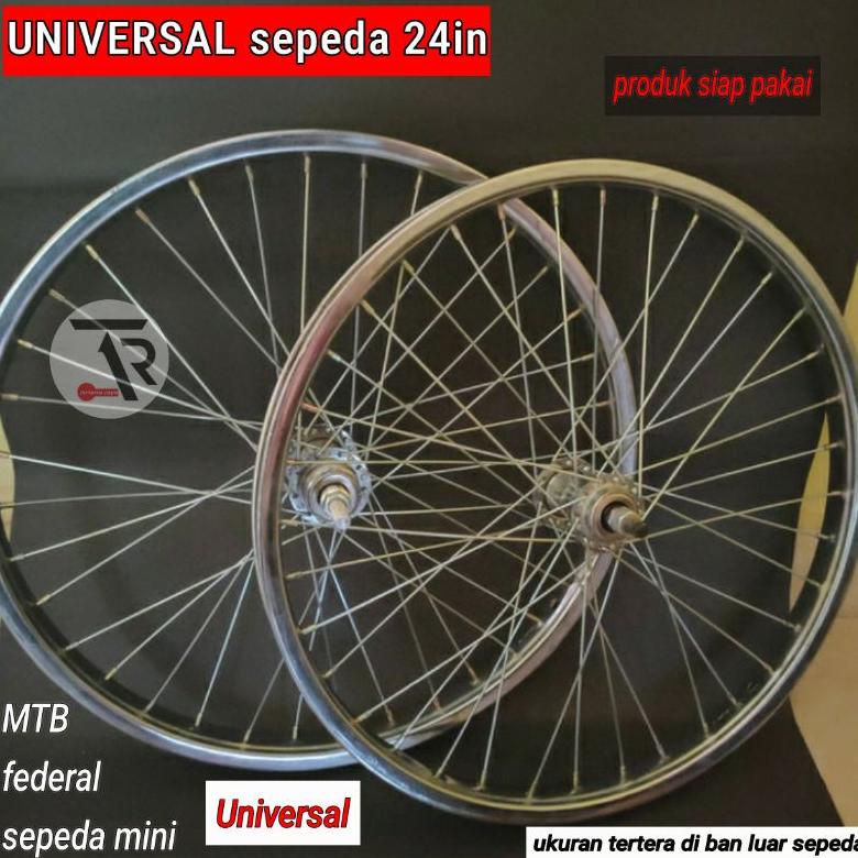 WHEELSET 24 / VELG SEPEDA 24IN SIAP PAKAI SUDAH DIRAKIT DAN DISETEL JARI2 UNIVERSAL SEPEDA MINI MTB 
