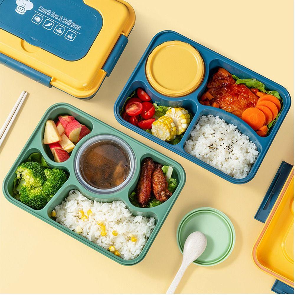 R-FLOWER Five Grids Lunch Box Plastik Microwave Kapasitas Tinggi Bento Box