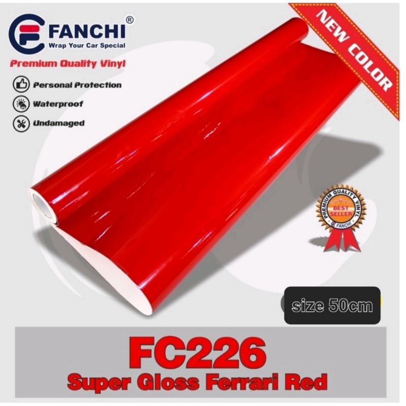 Sticker Fanchi FC226 Super Gloss Glossy Merah Ferrari Red Premium Wrap per 50cm