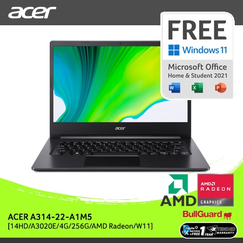 Acer Aspire 3 A314-22-A1M5 AMD 3020e ram 4GB ssd 256GB 14&quot; HD W11 OHS