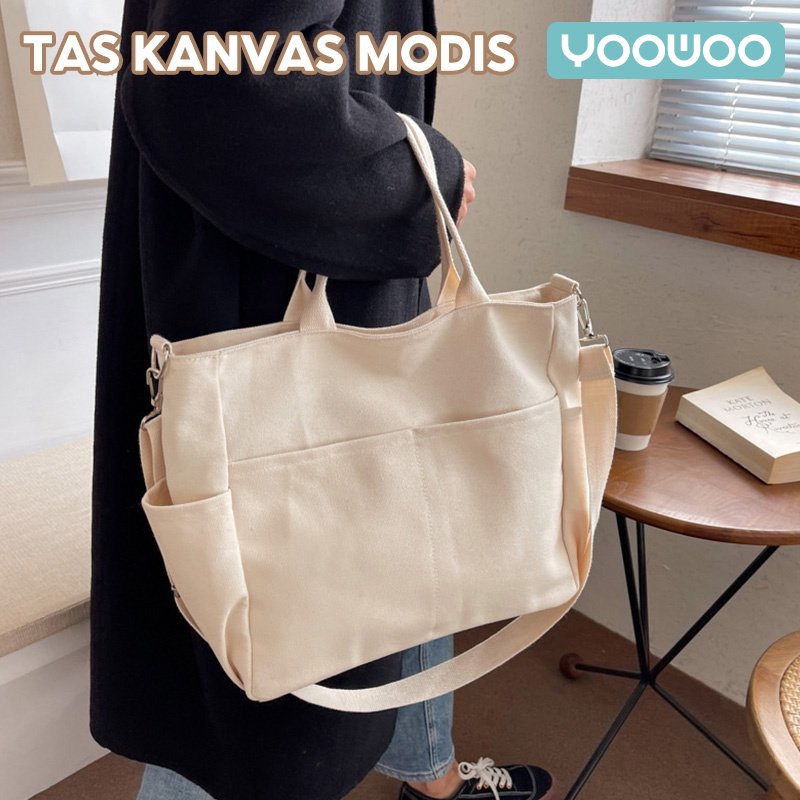 Jual Yoowoo Totebag Kanvas Aesthetic Tas Bahu Wanita Tas Wanita Tas Kuliah Shoulderbag