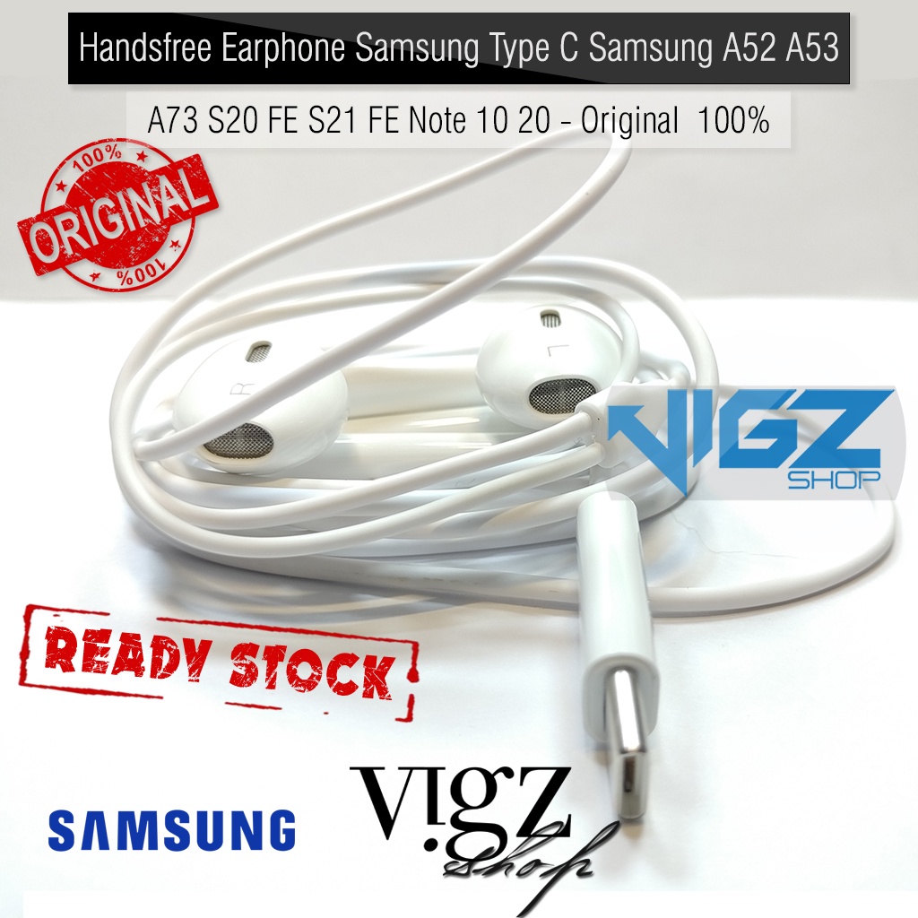 Handsfree Earphone Samsung Type C Samsung Galaxy A33 / A53 / A54 / A73 / S20 FE / S21 FE / Note10 / Note20 / Note 10+ / Note 10 Lite / S10 Lite Type C Original