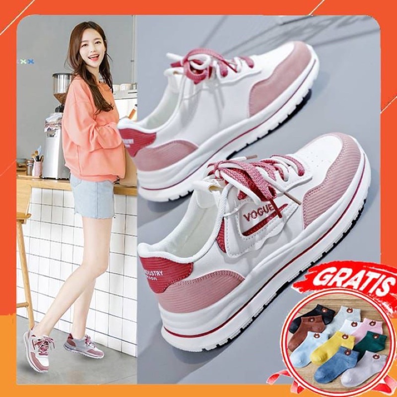 (FREE KAOS KAKI &amp; BOX) SN005 SEPATU SNEAKERS WANITA IMPORT KOREA FASHION