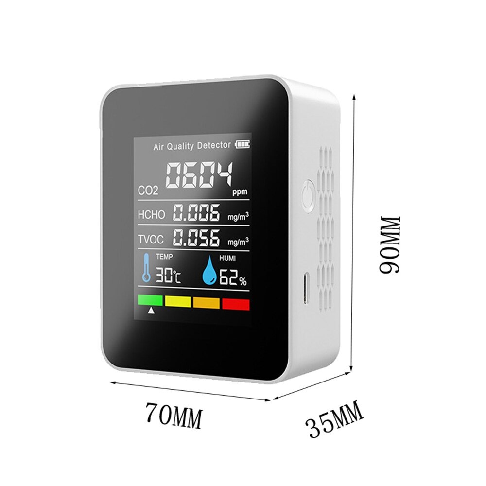 Air Quality Monitor Kualitas Udara CO2 HCHO TVOC Temperature Humidity Detector Tester