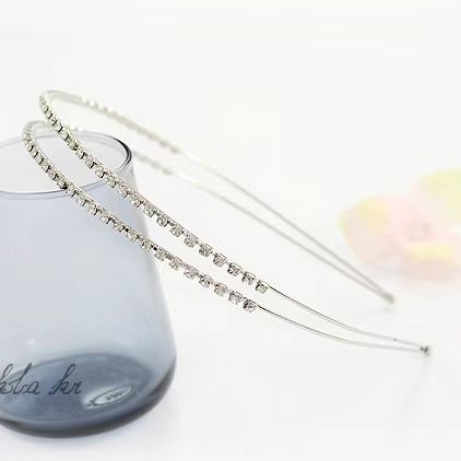 (Hello Girl)B54 Bando Metal Hias Berlian Double Draining Rhinestone Thin Headband Import