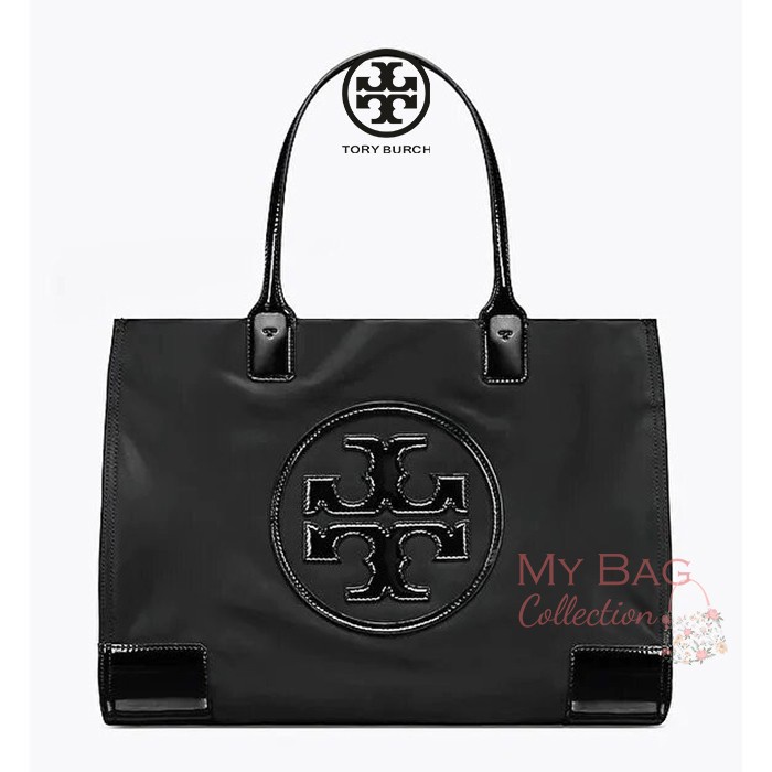 Tory Burch Ella Tote Leather & Nylon Black