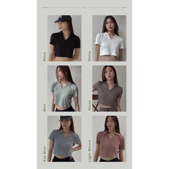 Gigi Crop Polo Top — Ocha Wear | Kemeja Shirt Wanita | Baju Kaos Wanita