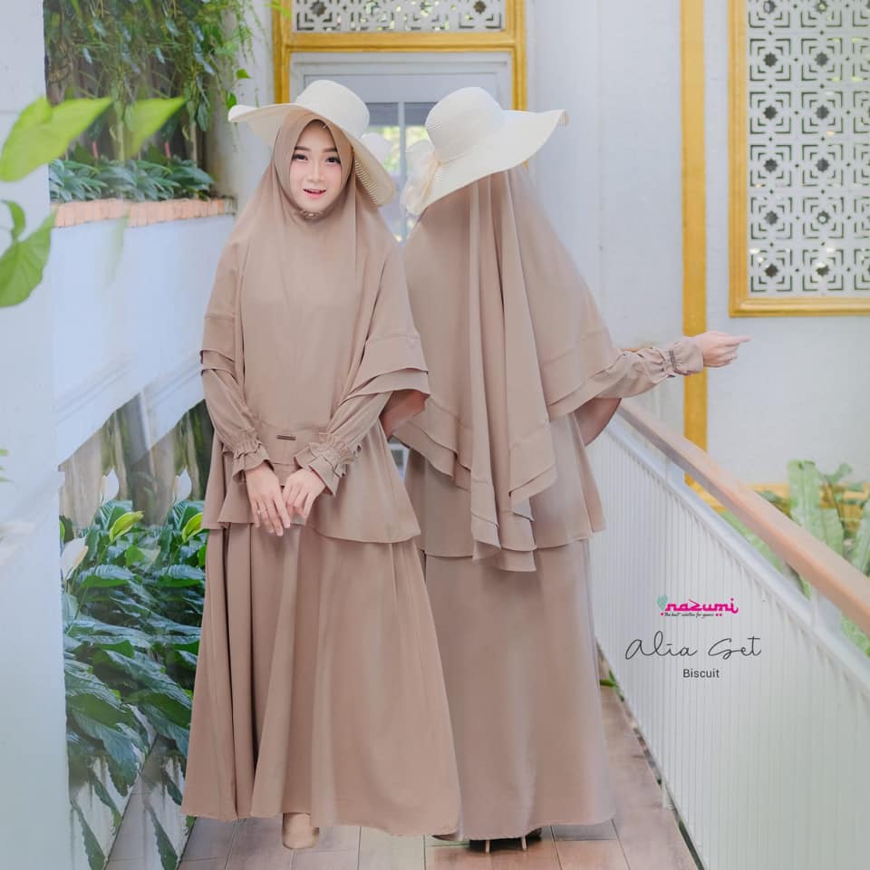Promo Diskon Gamis Alia Nazumi Merk Branded Dress Lengan Panjang Premium Baju Wanita Muslim Pakaian 