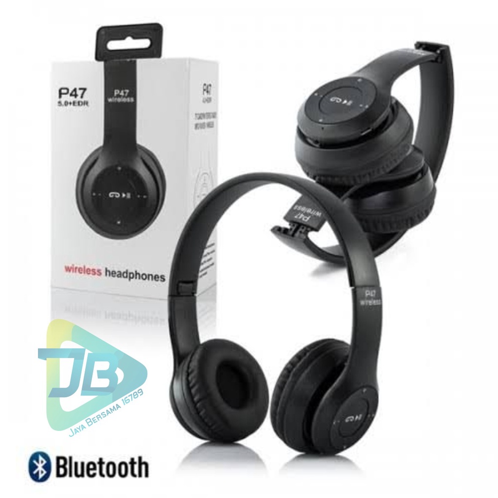 HEADPHONE BLUETOOTH P47 Headset Bando Gaming Lipat Wireless Audio Stereo Super Bass 5.0 EDR Travel JB5976