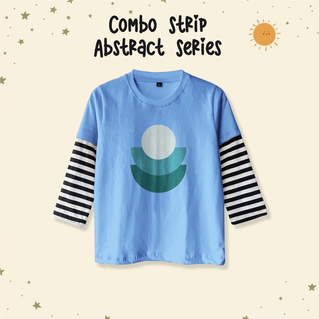 Kaos distro anak lengan panjang sambung Motif Abstract Series keren Laki-laki perempuan 1-12 tahun Abstract 6