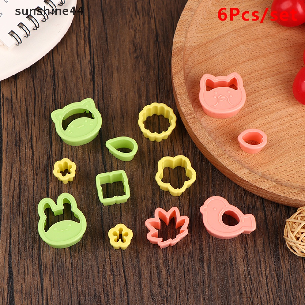 Sunshine 6Pcs / Set Cetakan Kue / Sandwich Bentuk Kelinci / Burung / Bunga Lucu