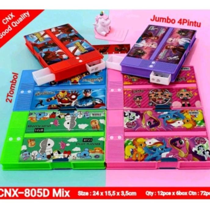 

Tempat pensil tombol jumbo 4 pintu karakter / Tempat pensil magnet