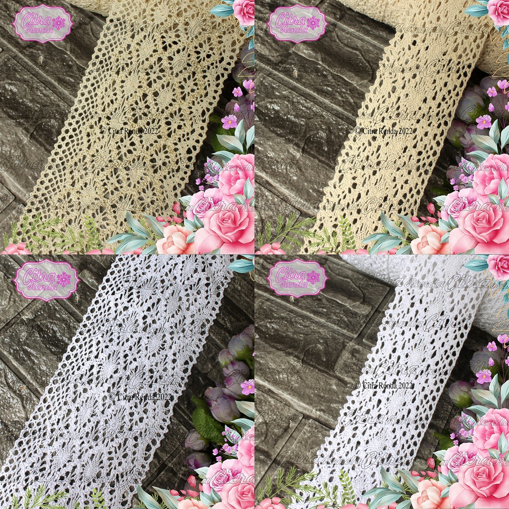 (Per Meter) RDR243 Renda Rajut Motif Cantik Lebar 6Cm-12Cm
