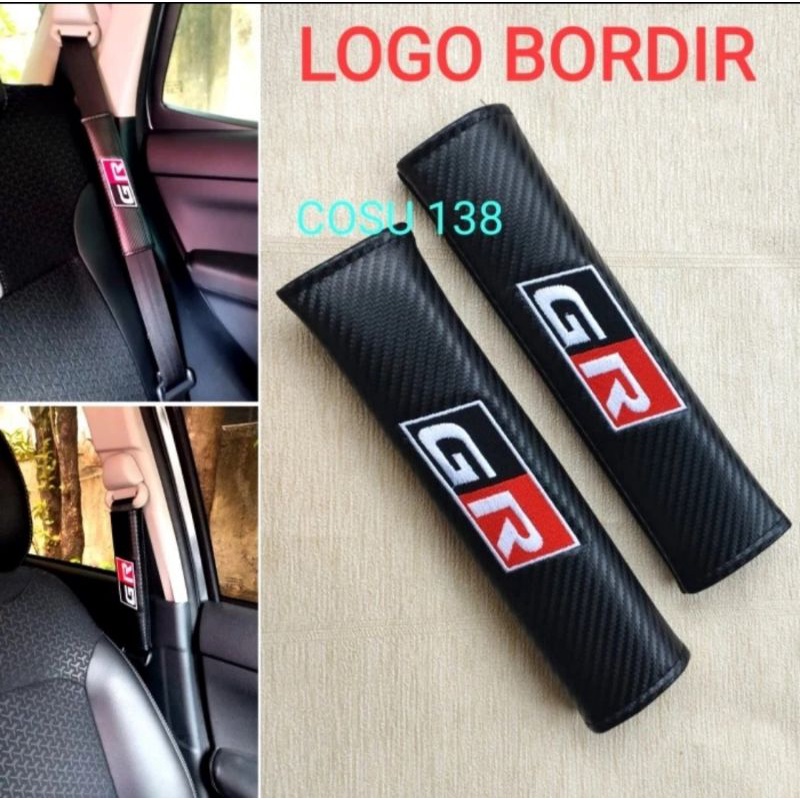 sarung cover seat belt carbon mobil toyota raize logo GR bordiran