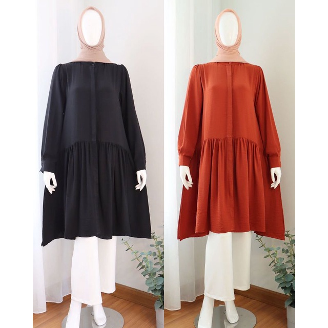 Long Tunik Katun Crincle Linen , Atasan Wanita , Original Disiko Exclusive.