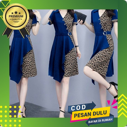 Dvhouse Natal Edition Mini Dress Knit Amanda Lengan Pendek Rok Kancing Pesta Kondangan Wisuda Tunang